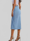 Women Button-Front Denim Skirt nicholesgifts