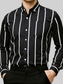 Men's Plus Size Slim Fit Striped Button Up Shirt nicholesgifts
