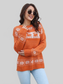 Women Reindeer & Snowflake Pattern Dropped Shoulder Pullover Sweater nicholesgifts