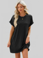 Round Neck Rolled Short Sleeve Tee Dress nicholesgifts