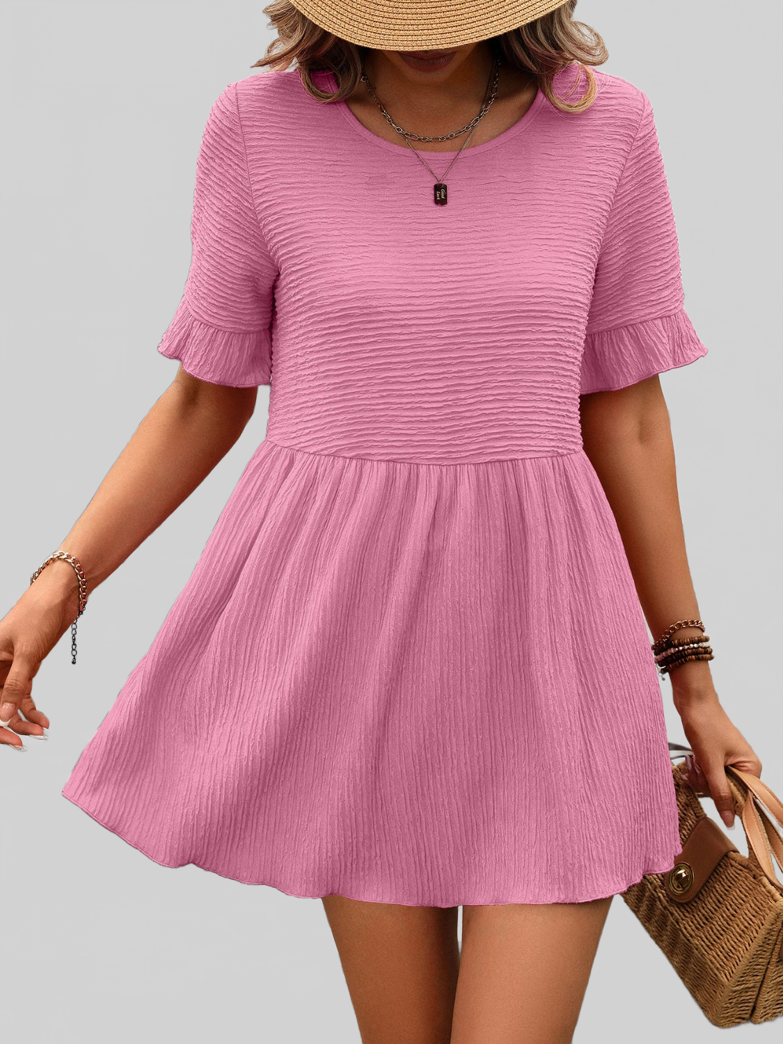 Women Round Neck Short Sleeve Blouse nicholesgifts