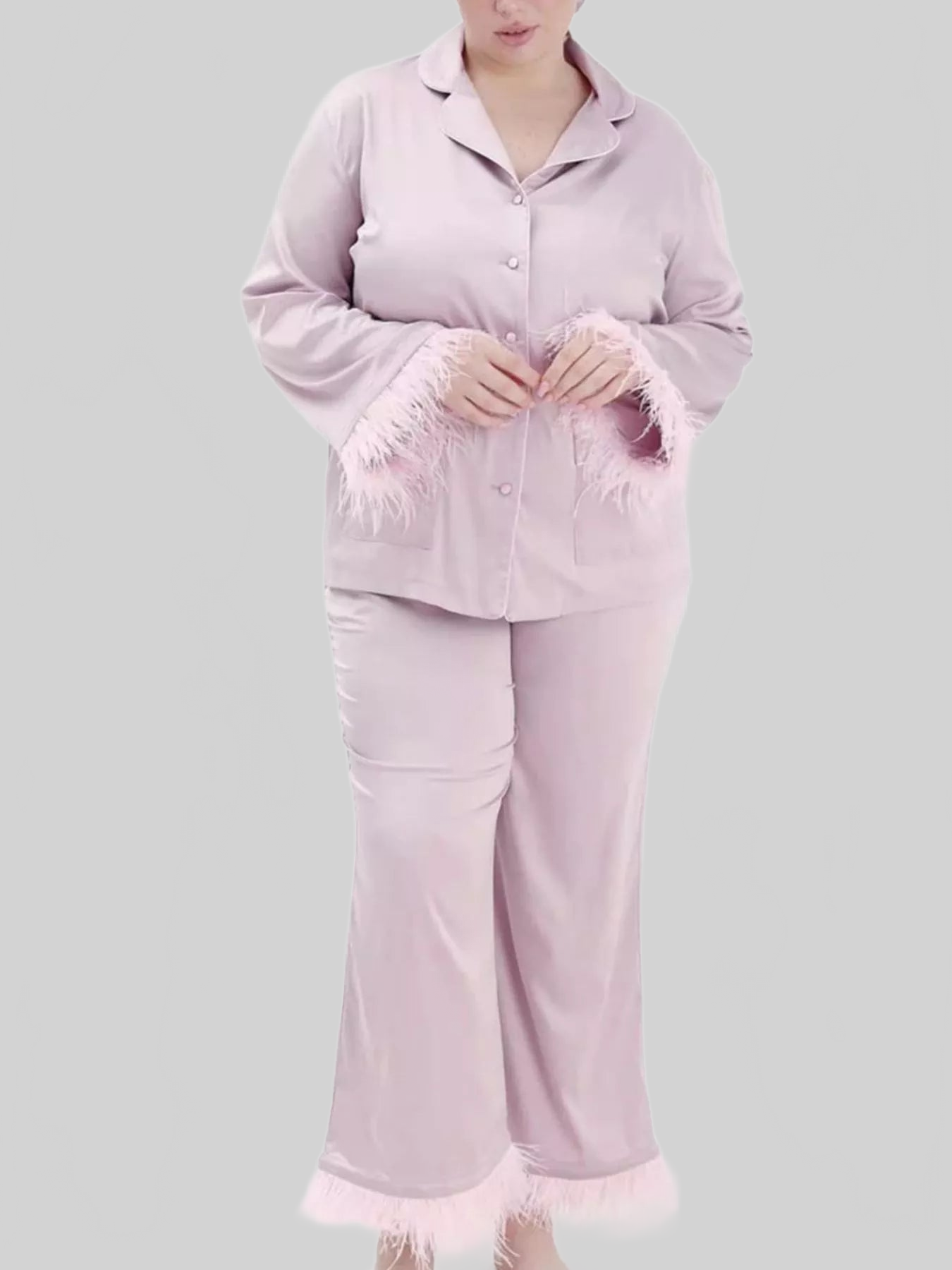 Silky Button Up Top and Pants Lounge Set nicholesgifts