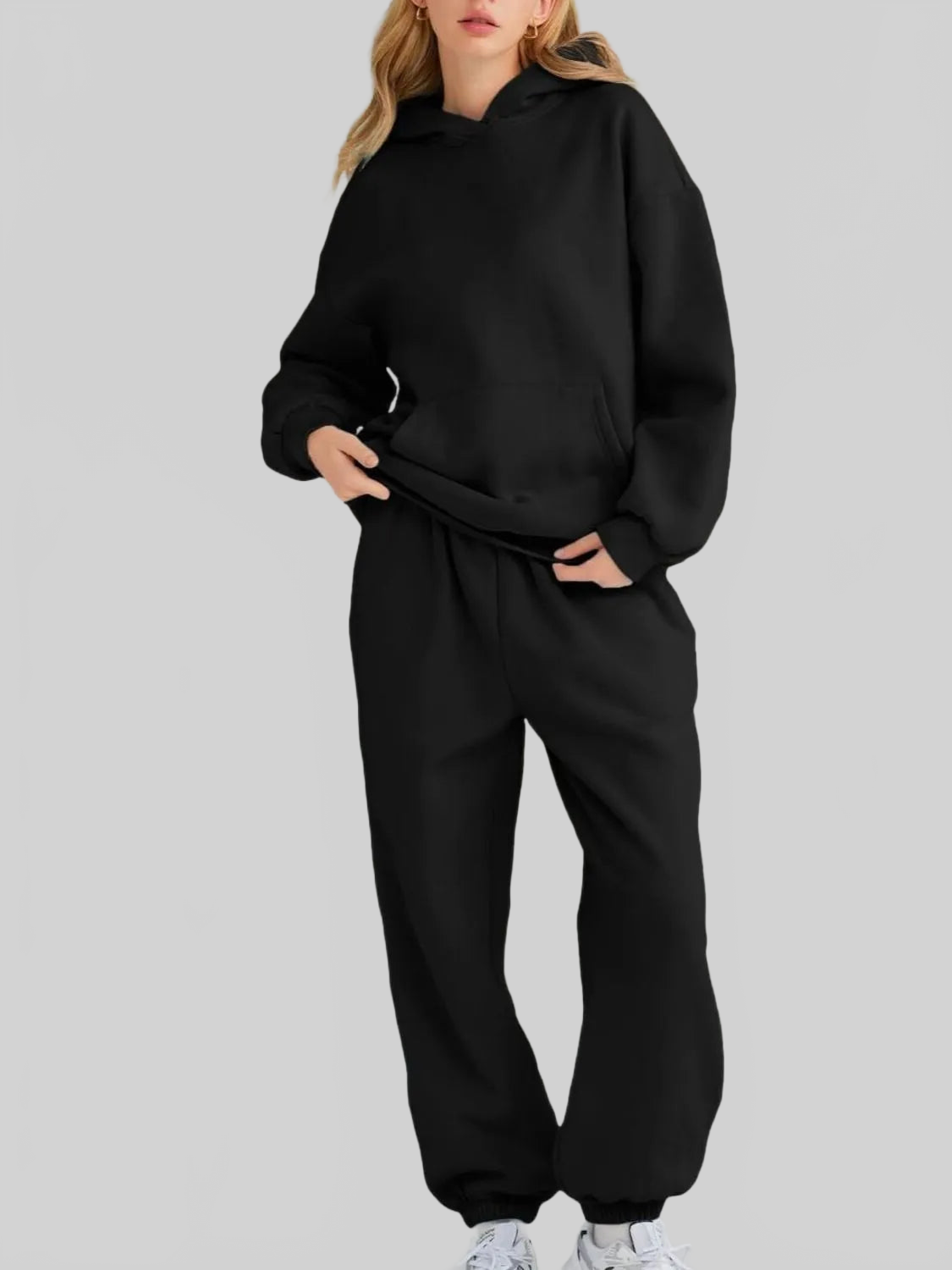 Full Size Kangaroo Pocket Hoodie and Joggers Set Plus Size NicholesGifts