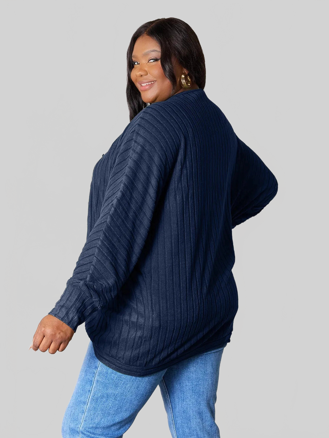 Women Basic Bae Full Size Ribbed Cocoon Cardigan nicholesgifts