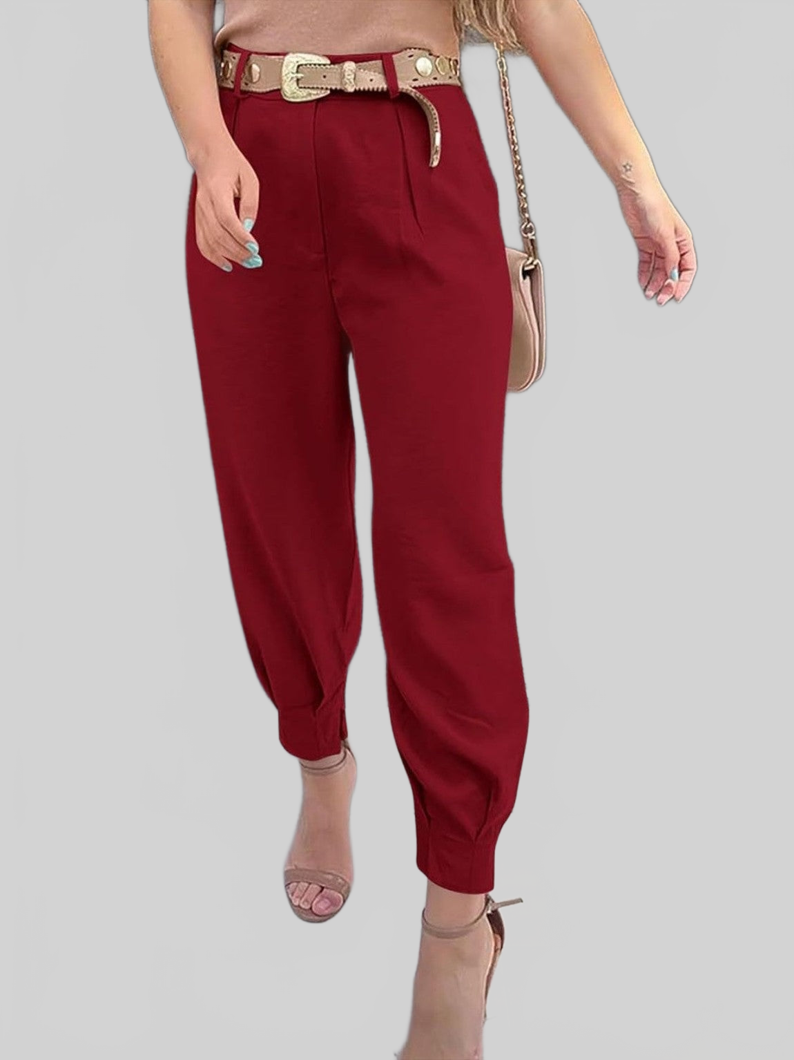 Women High Waist Cropped Pants nicholesgifts