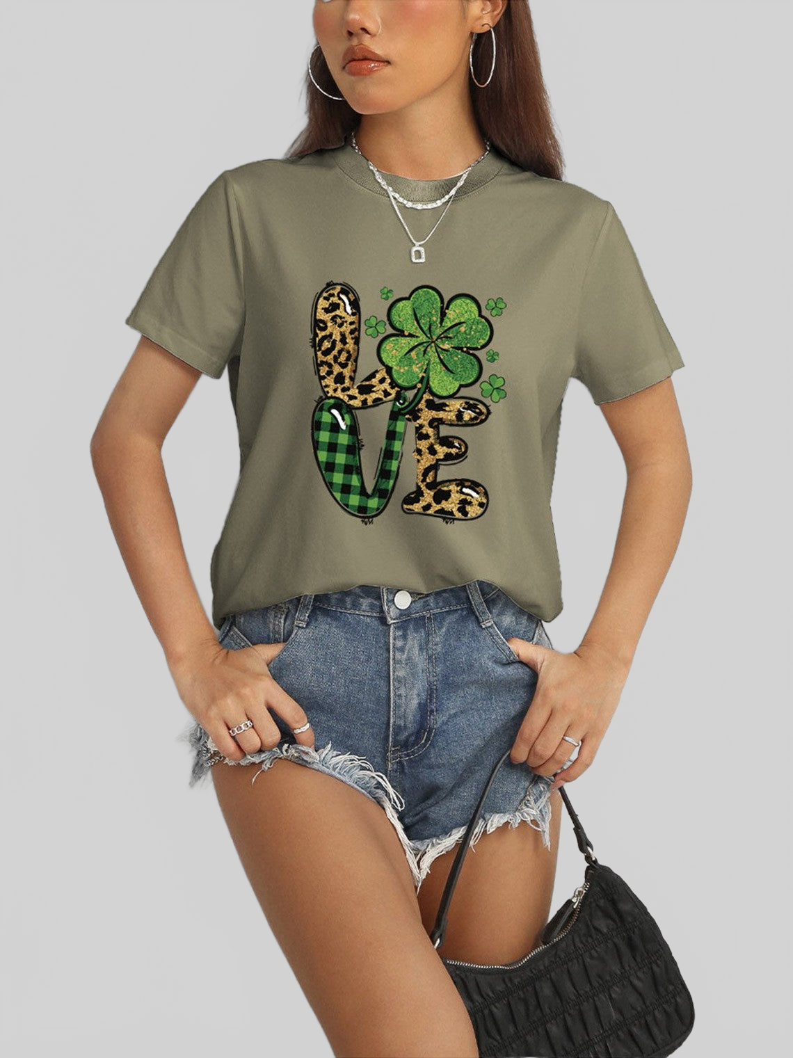 Women LOVE Round Neck Short Sleeve T-Shirt nicholesgifts