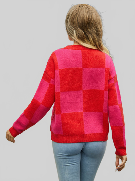 Angel Wings Plaid V-Neck Dropped Shoulder Cardigan nicholesgifts