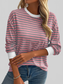 Women Ivy Lane Striped Round Neck Long Sleeve Sweatshirt nicholesgifts