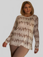 Plus Size Women Cream & Taupe Abstract Blur Print Relaxed Sweatshirt nicholesgifts