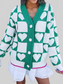 Plaid Heart Knit V Neck Button Down Sweater Cardigan nicholesgifts