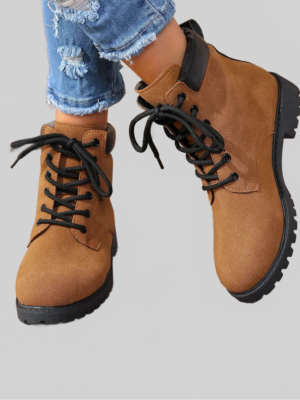 Women Lace Up Block Heel Boots NicholesGifts