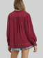 Women Umgee Full Size Linen Scallop Hem Long Sleeve Blouse with Contrast Trim Plus Size NicholesGifts