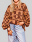 Women Christmas Gingerbread Man Round Neck Drop Shoulder Sweater NicholesGifts