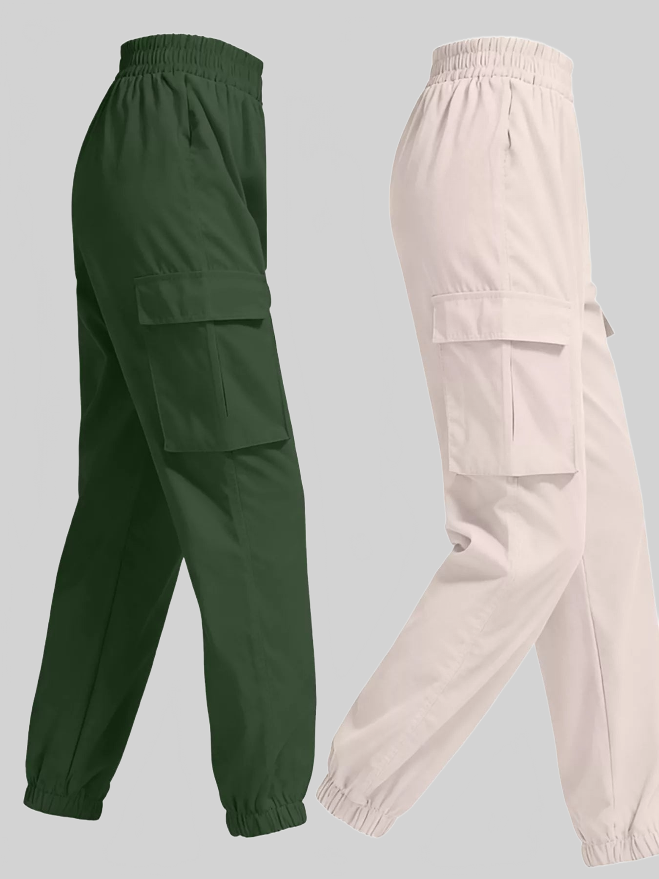2 Piece Elastic Waist Cargo Pants NicholesGifts