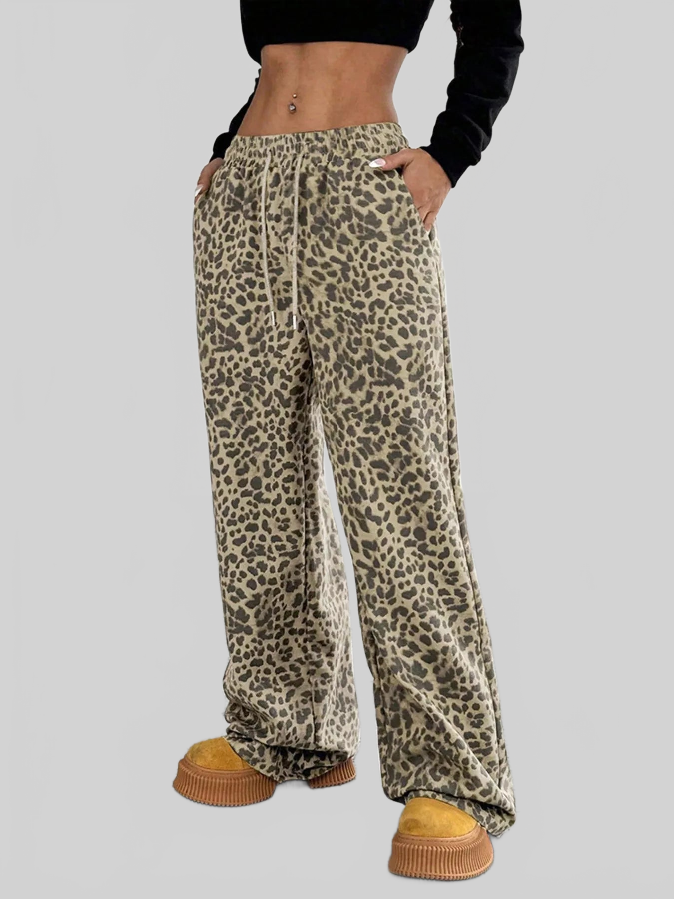 Women Full Size Leopard Print Wide Leg Pants Plus Size nicholesgifts