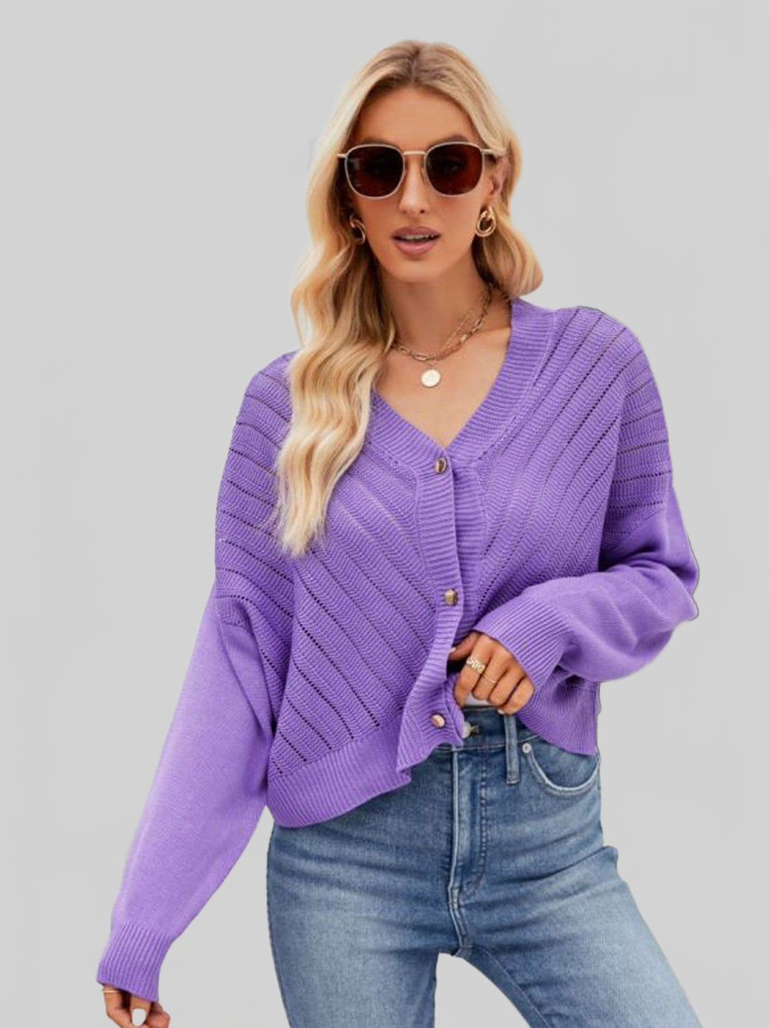 Women V-Neck Button Down Cardigan NicholesGifts