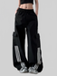 Women Striped Wide Leg Cargo Pants nicholesgifts