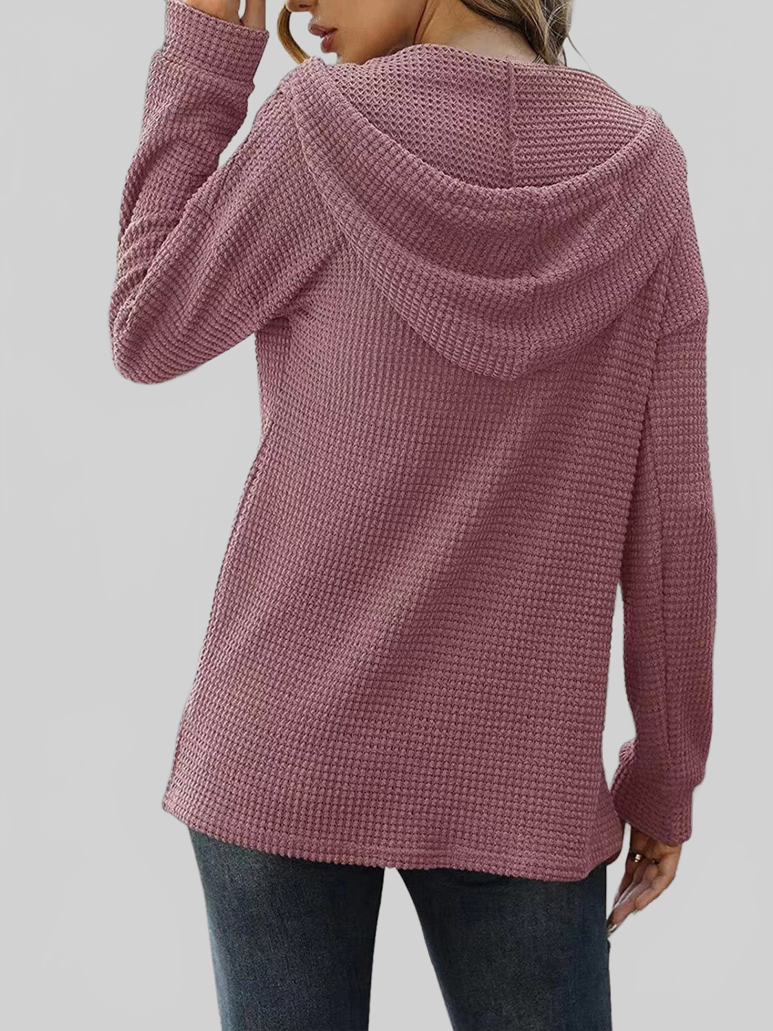 Half Button Up Drawstring Hoodie NicholesGifts