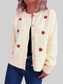 Strawberry Button Up Long Sleeve Cardigan nicholesgifts