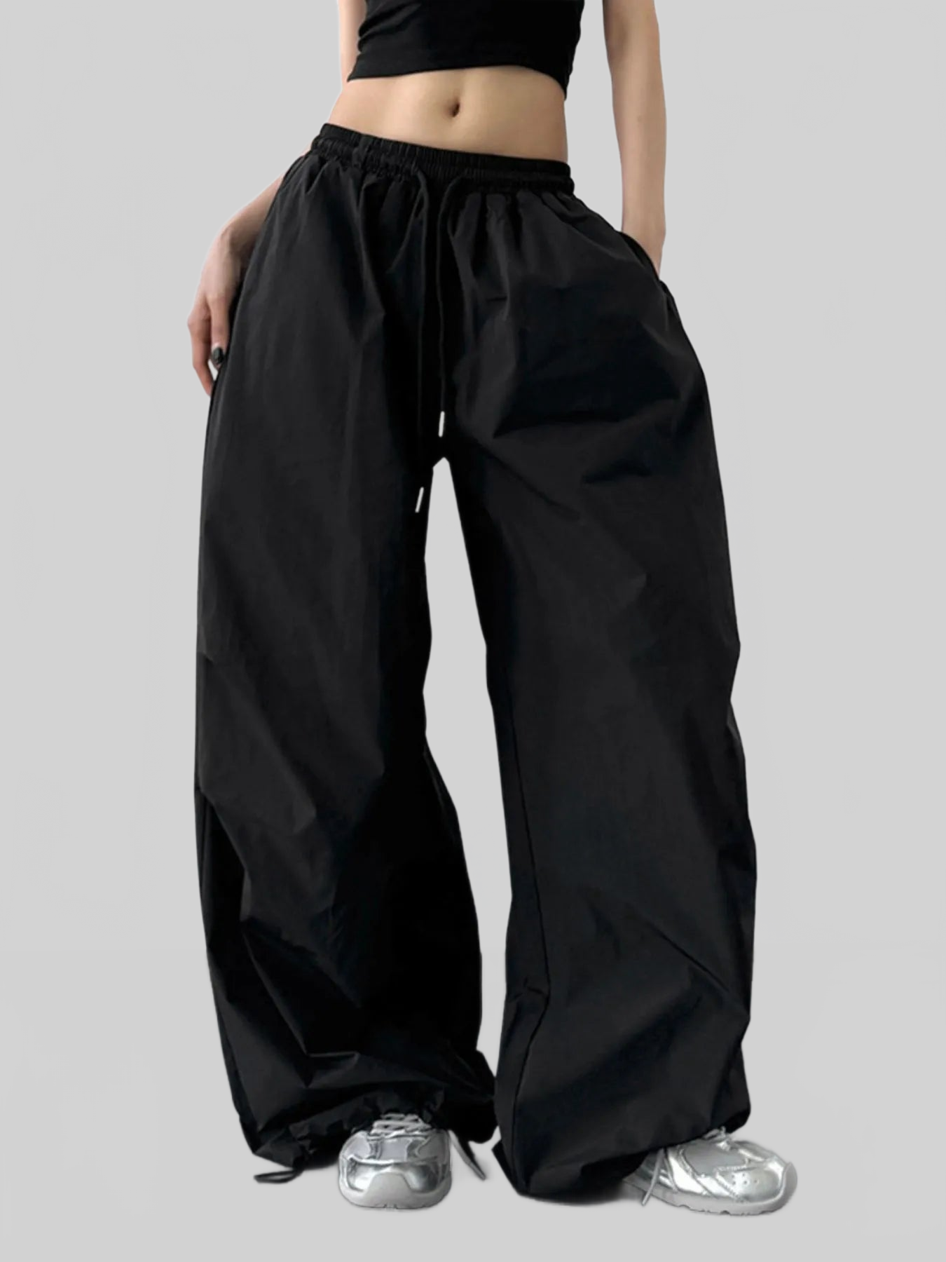 Letter Back Wide Leg Drawstring Pants nicholesgifts