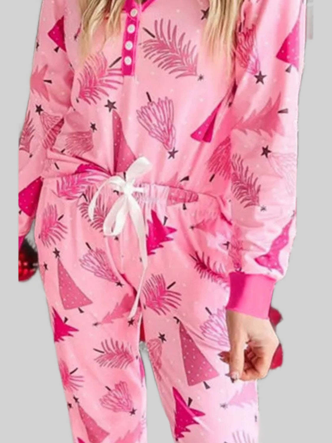 Women Printed V-Neck Long Sleeve Top and Pants Lounge Set nicholesgifts