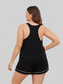 Plus Size Contrast Piping Racerback Tank and Shorts Lounge Set nicholesgifts