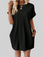 Women Pocketed Round Neck Short Sleeve Dress NicholesGifts