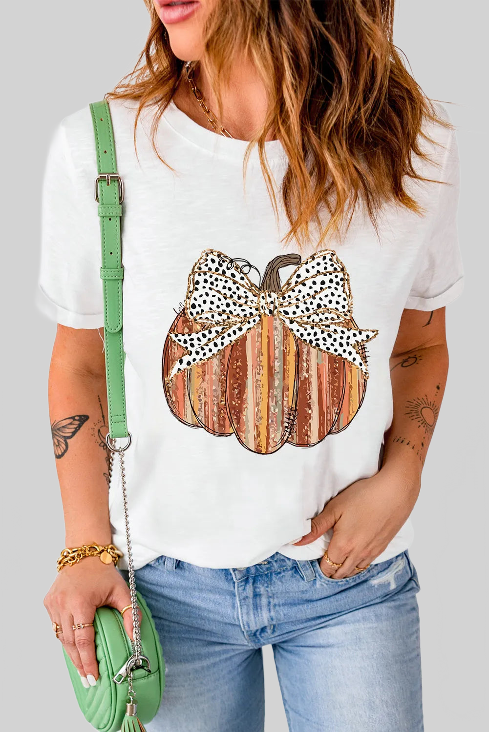 Full Size Pumpkin Round Neck Short Sleeve T-Shirt nicholesgifts