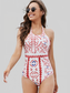 Women Floral Tie Back One Piece Swimsuit nicholesgifts
