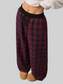 Women Plaid Wide Leg Pants with Drawstring Waist nicholesgifts