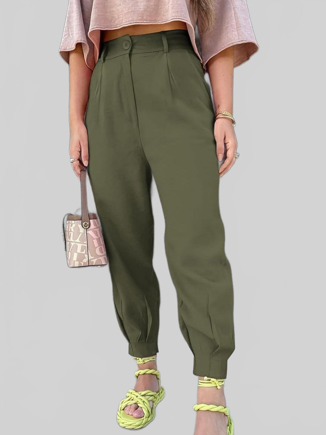 Women High Waist Cropped Pants nicholesgifts