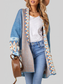 Women Geometric Open Front Long Sleeve Cardigan Sweater nicholesgifts