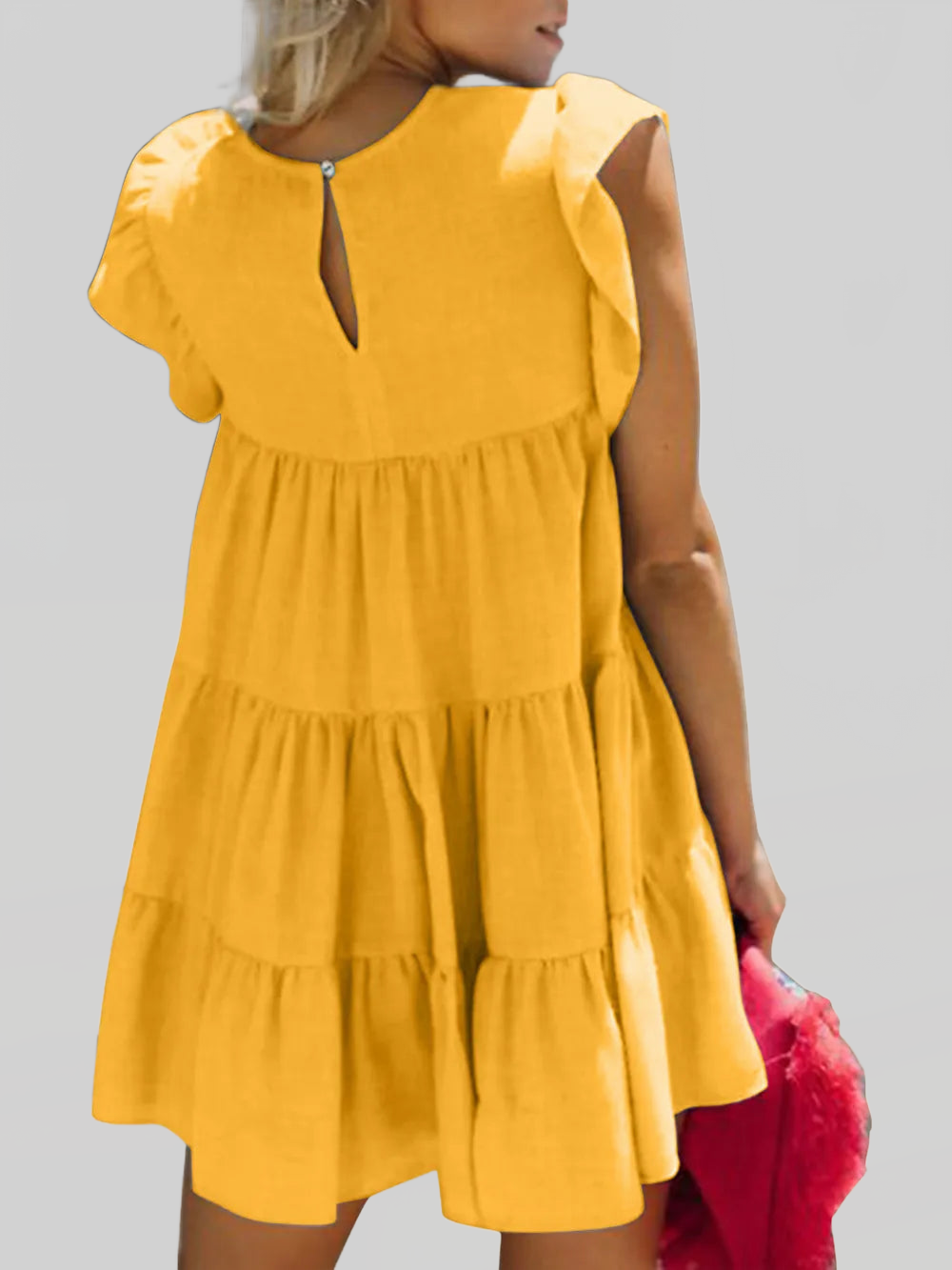 Ruched Round Neck Cap Sleeve Mini Dress nicholesgifts