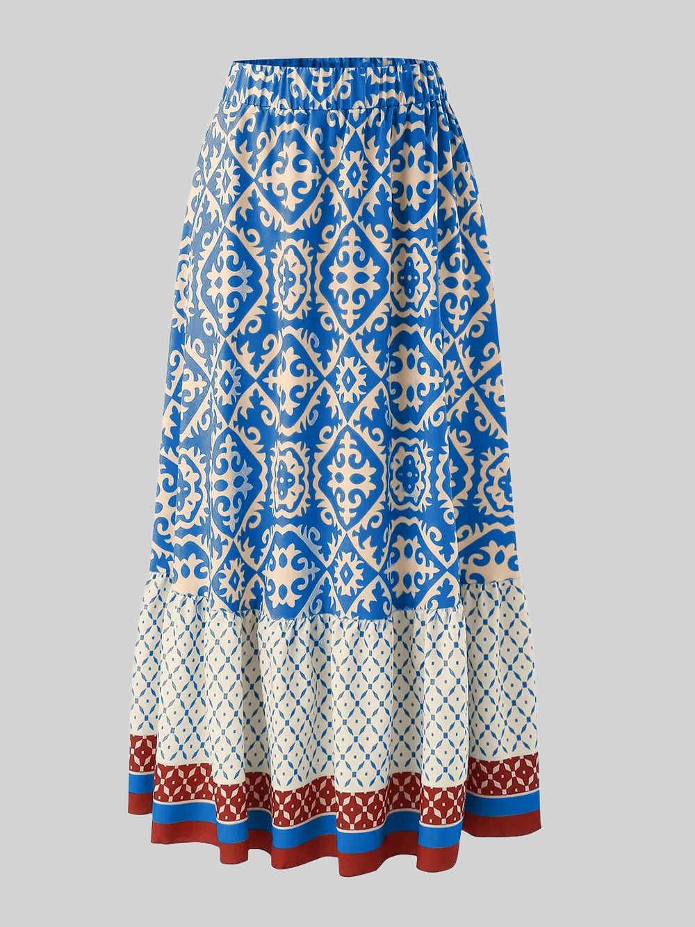 Geometric Elastic Waist Maxi Skirt nicholesgifts