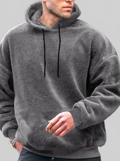 Men's Drawstring Long Sleeve Fleece Hoodie nicholesgifts