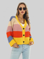 Color Block Button-Down Dropped Shoulder Cardigan nicholesgifts