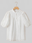 Women Eyelet Button Up Half Sleeve Blouse nicholesgifts