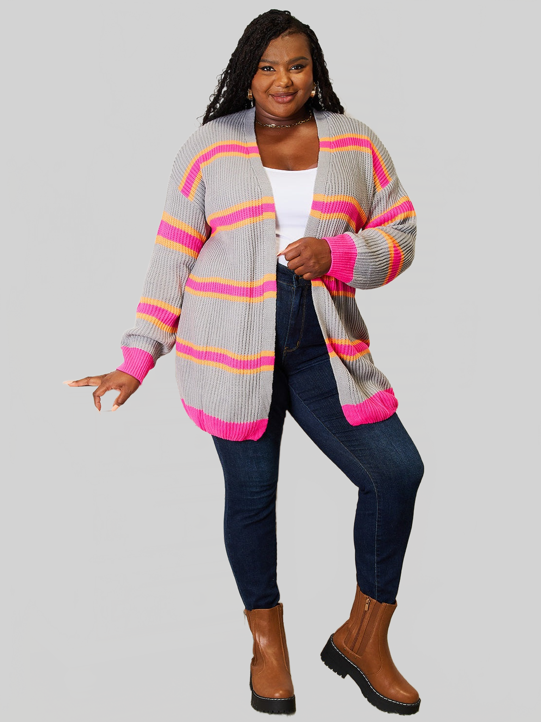 Woven Right Ribbed Long Sleeve Cardigan nicholesgifts