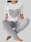 Heart Ribbed Knit Top and Pants Lounge Set nicholesgifts