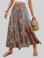 Slit Printed Elastic Waist Skirt nicholesgifts
