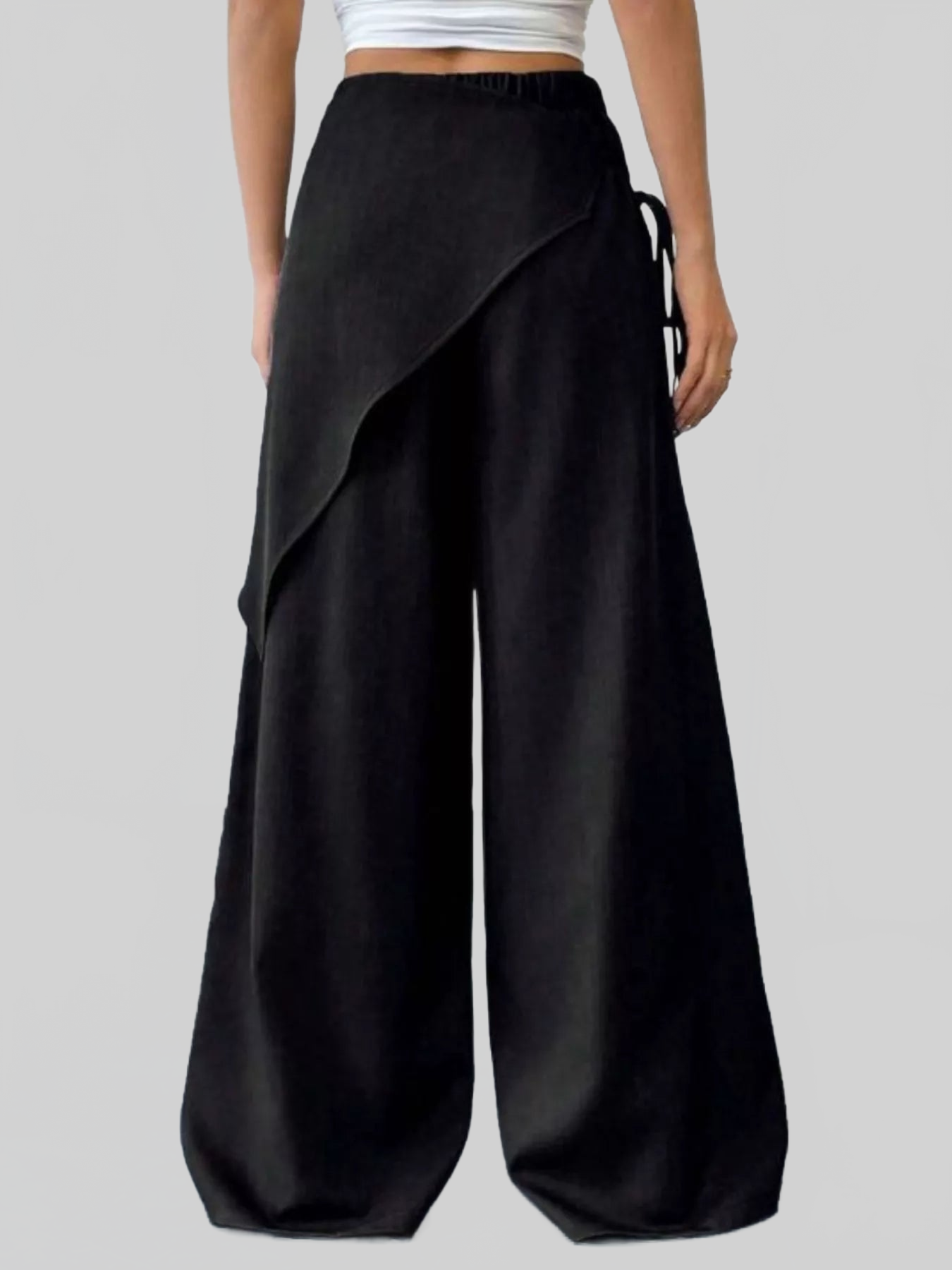 Women Wrap-Front Wide-Leg Pants nicholesgifts