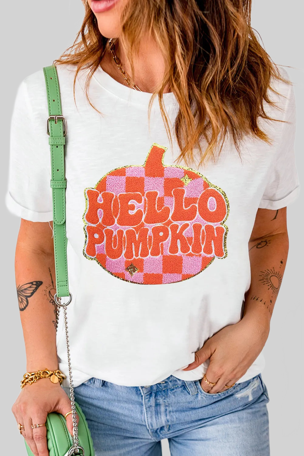 Pumpkin Round Neck Short Sleeve T-Shirt nicholesgifts