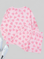 Heart Print Long Sleeve Top and Shorts Lounge Set nicholesgifts