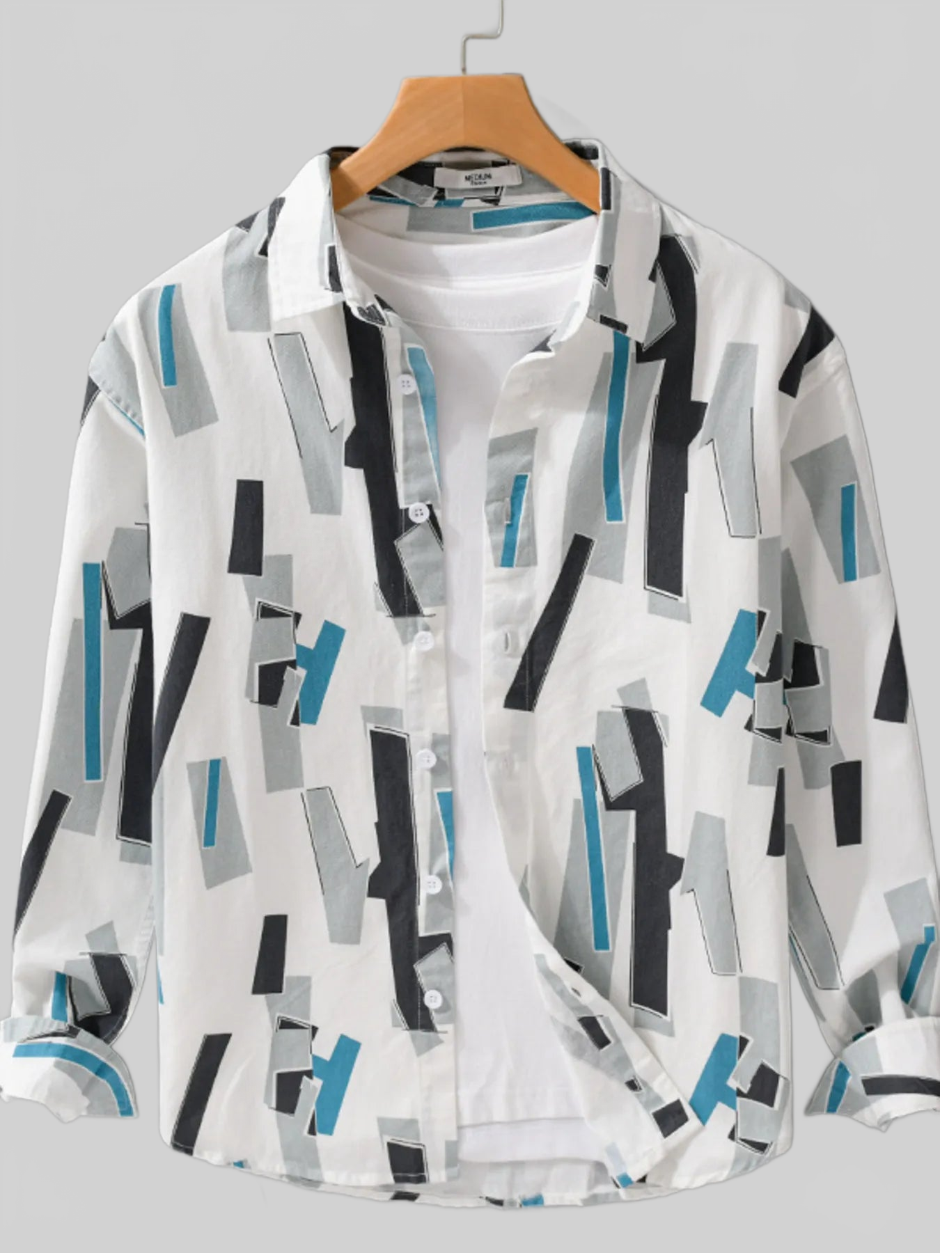Men's Plus Size Printed Button Up Long Sleeve Shirt nicholesgifts