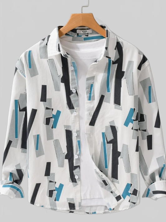 Men's Plus Size Printed Button Up Long Sleeve Shirt nicholesgifts