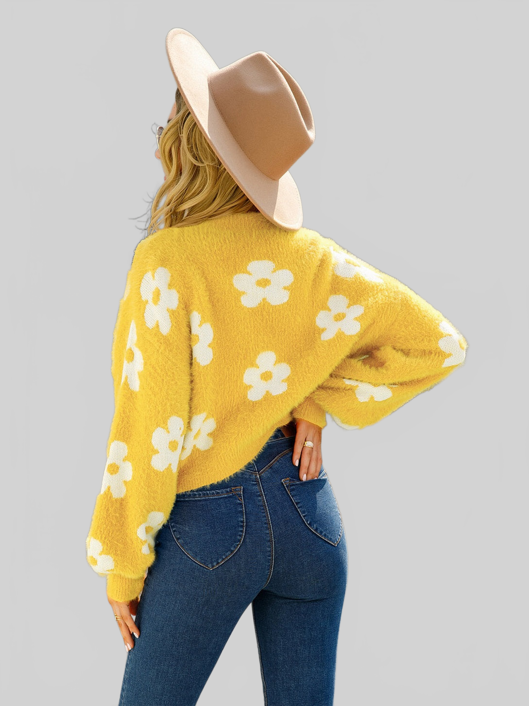 Angel Wings Floral Open Front Fuzzy Cardigan nicholesgifts