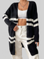 Striped Open Front Dropped Shoulder Cardigan nicholesgifts