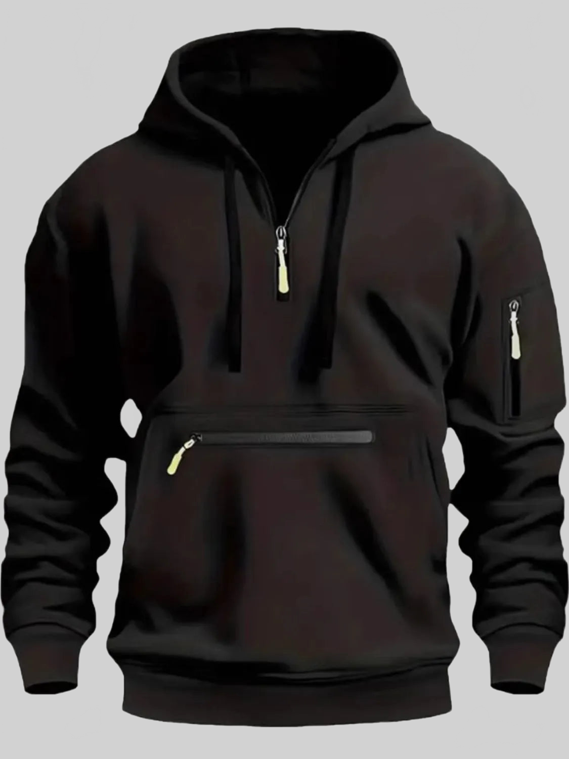 Men's Full Size Half Zip Long Sleeve Hoodie Plus Size nicholesgifts