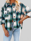Pocketed Plaid Button Down Long Sleeve Shacket nicholesgifts