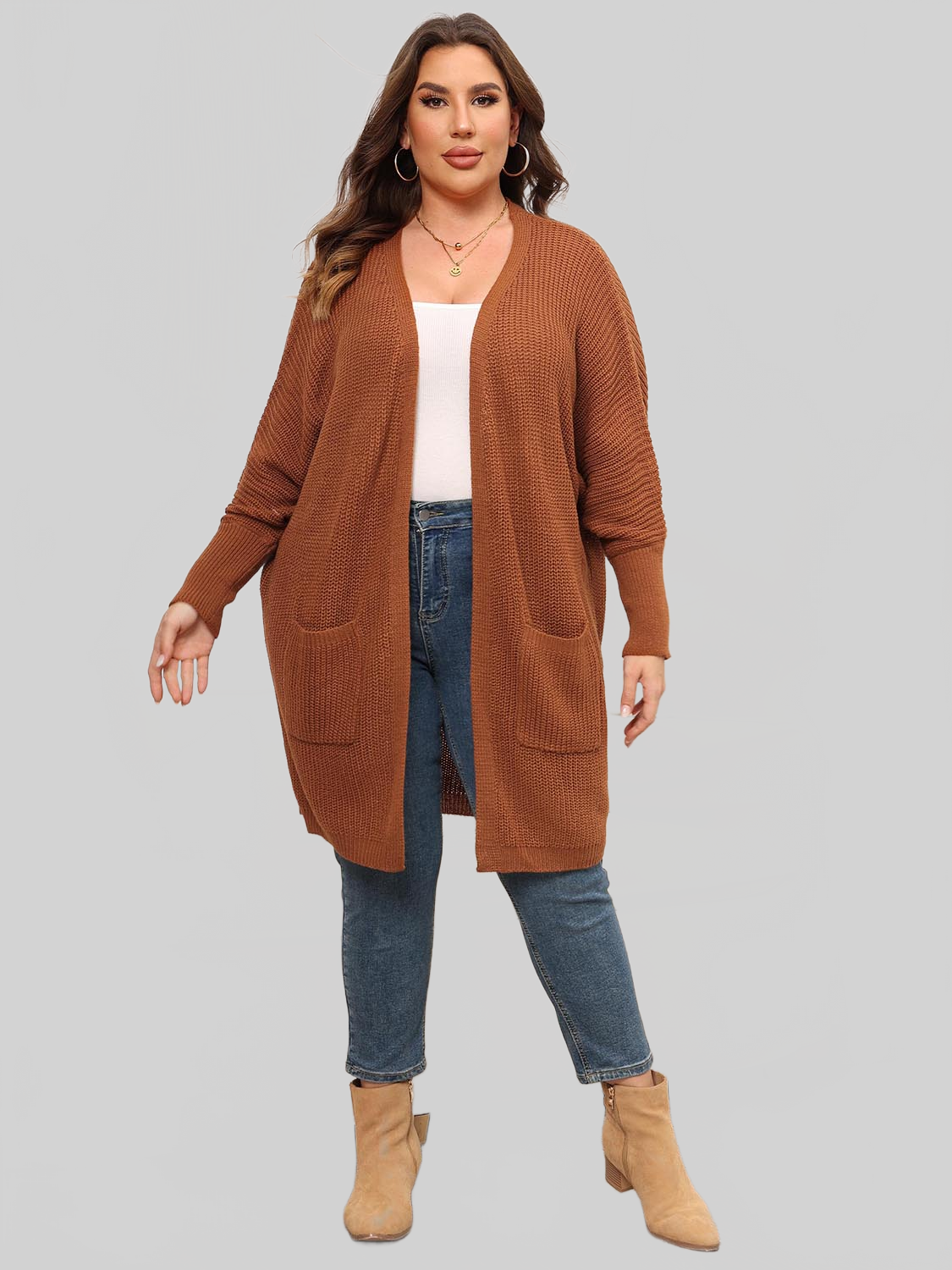 Women Plus Size Open Front Cardigan With Pockets NicholesGifts